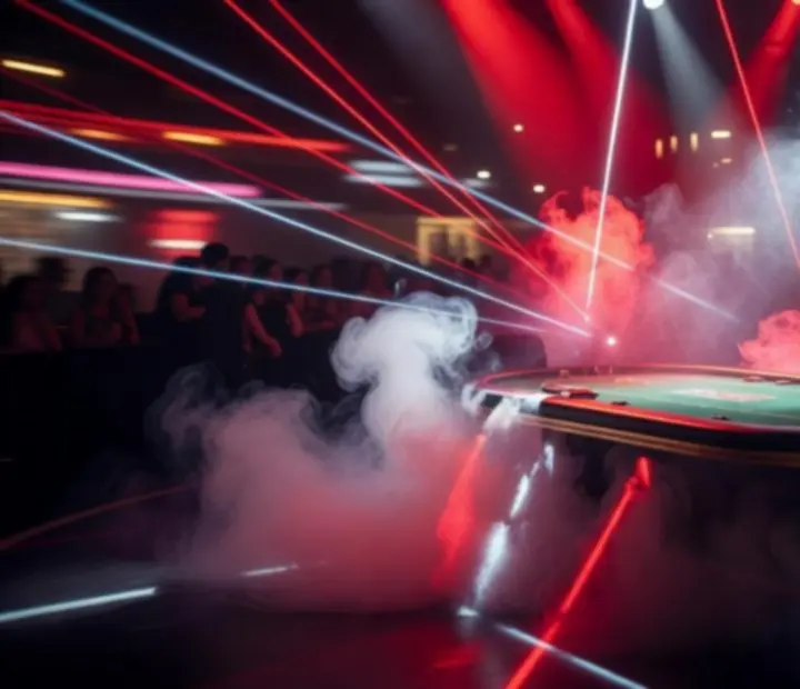 Światła i efekty specjalne wokół stołu pokerowego