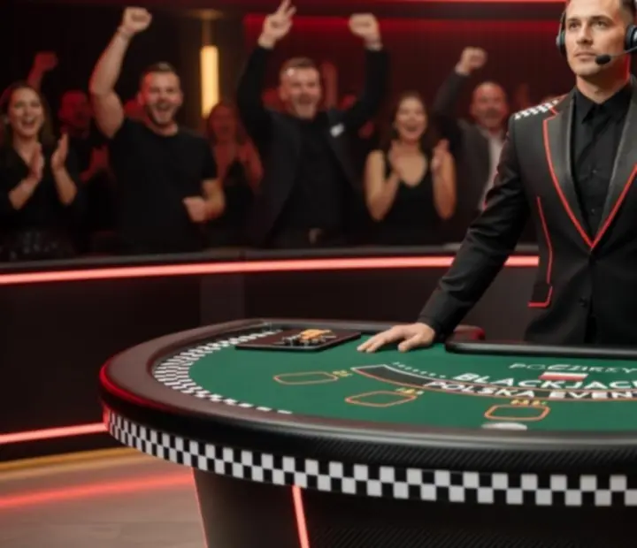 Profesjonalni krupierzy prowadzący blackjack na evencie