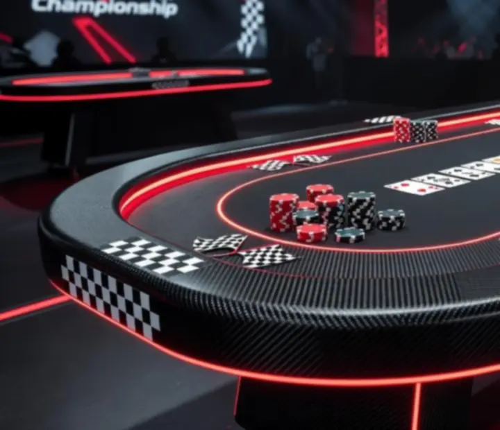 Racingowe stoły pokerowe z czerwonym oświetleniem